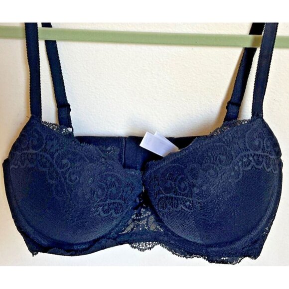 Gilligan & O'Malley Black Push-up Bra 34D Underwire Lace Padded - Picture 1 of 12